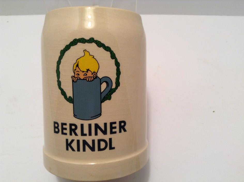 VTG BERLINER KINDL GERMANY 0.5 1/2 LITER GLAZED STONEWARE BEER MUG STEIN