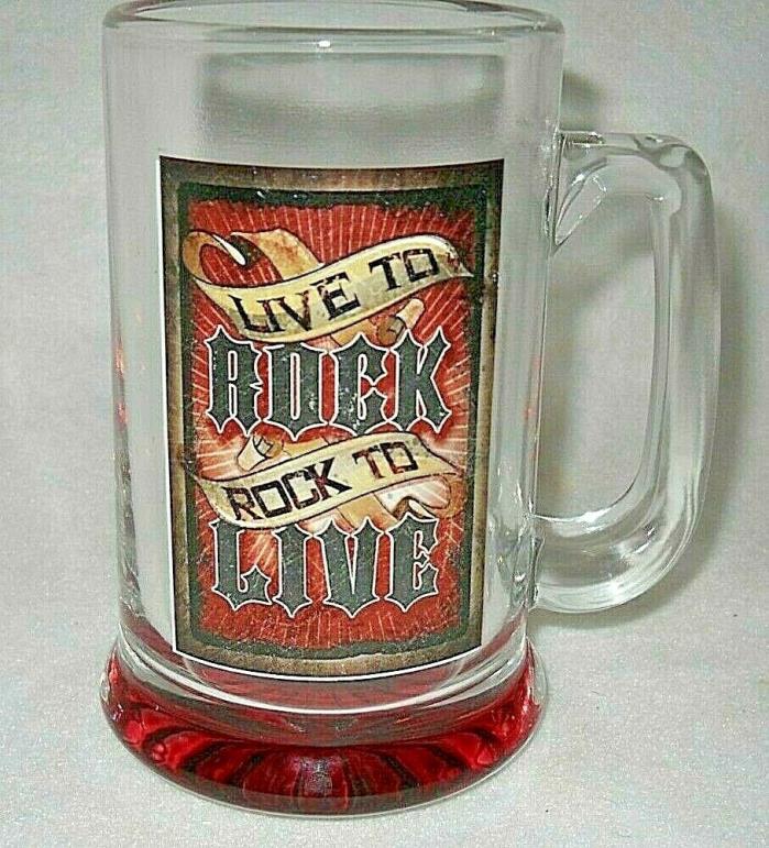 Gift Craft Glass Beer Mug Live to Rock -Rock to Live 5