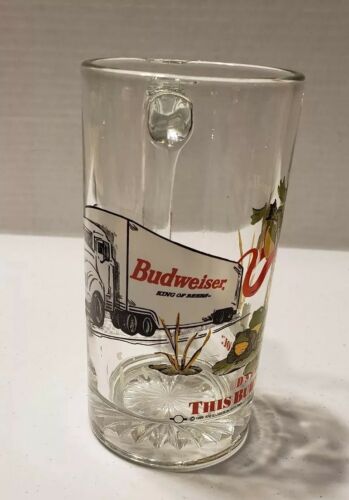 1996 Budweiser 12 Ounce Glass Beer Mug Stein Frogs on Lily Pads #1279