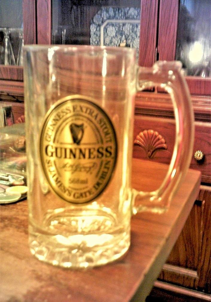 Guinness Glass Beer Mug Guinness Label Tankard with Pewter Logo Design