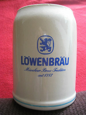 Lowenbrau Munich Beer Mug 0.5L Rare Blue Line 1day shipping I got this in Tokyo.