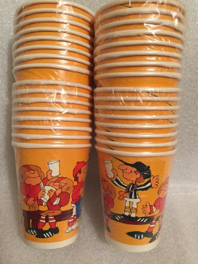 Vintage Football  Party Lot Paper Cups Hallmark Sealed 32 Cups NOS NEW