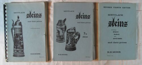 3 VINTAGE METTLACH STEINS R.H. MOHR GUIDE BOOKS 4TH 6TH 7TH BEER