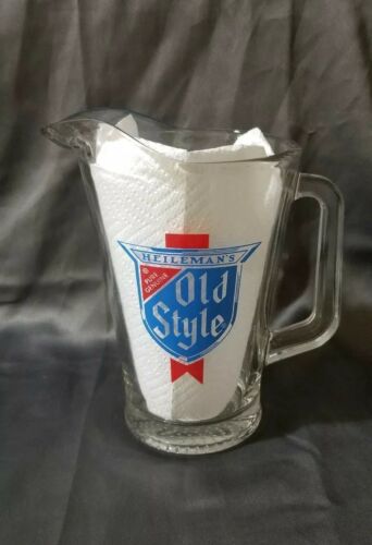 Vintage Heileman's OLD STYLE Heavy Glass BEER PITCHER w/ Logo