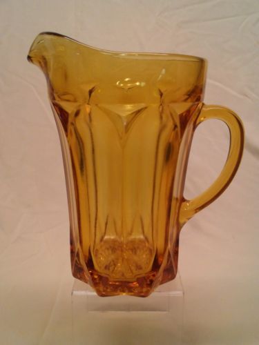 Vintage Anchor Hocking Amber Gold Glass Fairfield Water Juice Beer Tea Pitcher