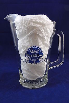 PABST Blue Ribbon Beer Clear Glass Pitcher