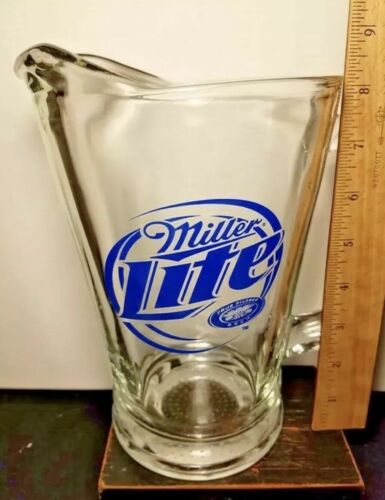 Vintage Miller Lite Heavy Glass Draft Beer Pitcher Advertising New Old Stock NOS