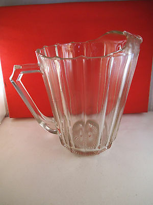 Heavy Clear Glass Beer Water Pitcher Ribbed