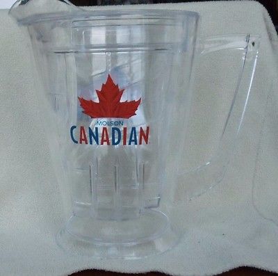 Molson Canadian Beer Hockey Glove Boston Pizza Acrylic Pitcher Jug 9.25