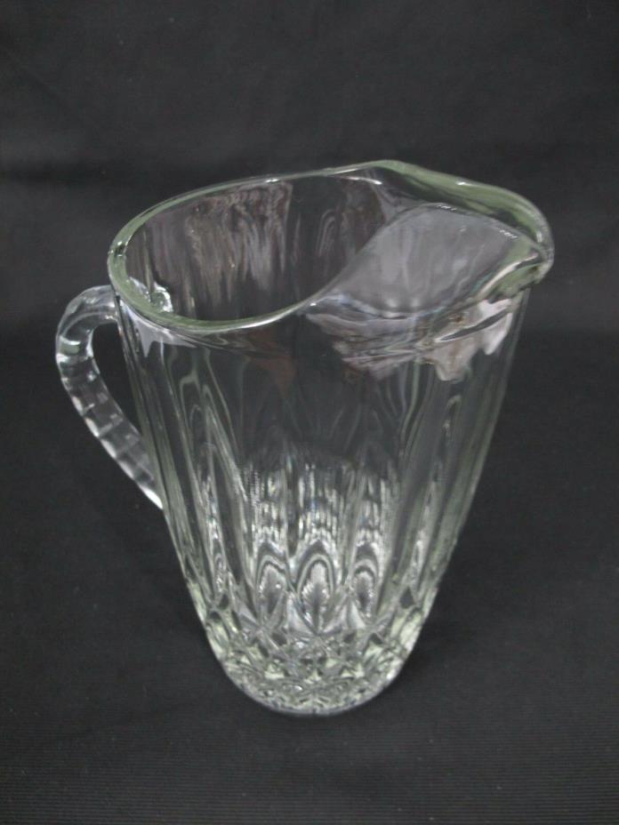 Vintage Clear Heavy Cut Glass Pitcher Diamond Shape, Water Beer Wine Ice Tea