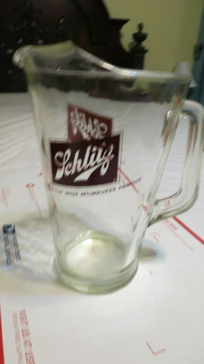 Schlitz Beer Glass Pitcher- 9 1/2