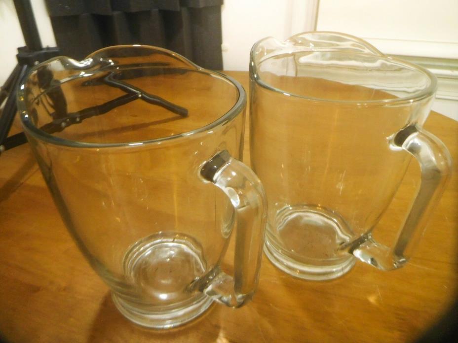 2 Large Heavy Clear Glass Beer Pitcher Water Juice Thick 9