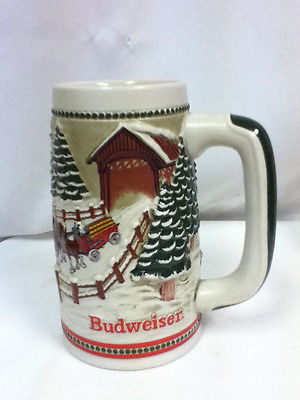 Budweiser beer stein mug glass L/E clydesdale hitch Anheuser-Busch Brewery GS1