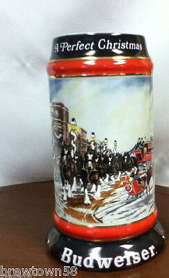 Budweiser beer stein beer glass holiday 1992 clydesdale Anheuser Brewery BI1 old
