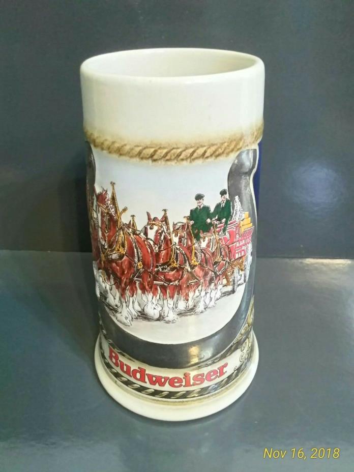 Vintage Budweiser 1986 Horseshoe Beer Stein by Staffel Stoneware West Germany