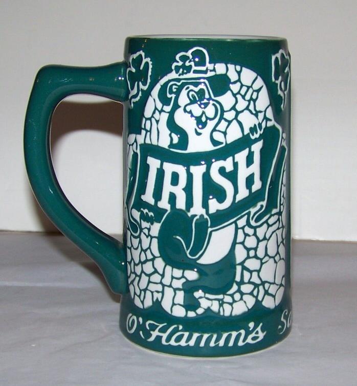 Vtg Bear Beer Green Mug Stein St Patrick’s Day Irish Erin Go HAMMS Ceramarte