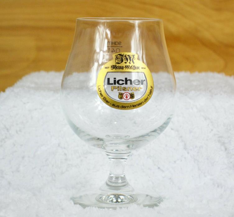 LICHER PILSNER PREMIUM BIER German Logo 0.4l VEBA Pedestal Beer Glass Germany