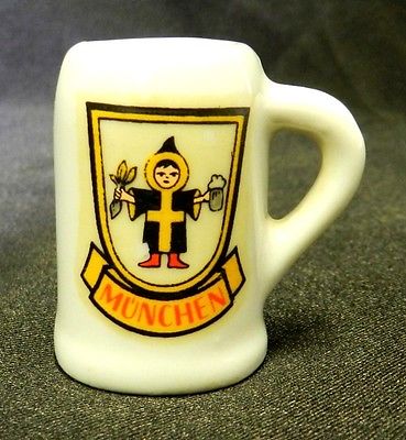 Beer Ale Mug Stein Munchen Germany Collectible Miniature Mini White Bar Brew