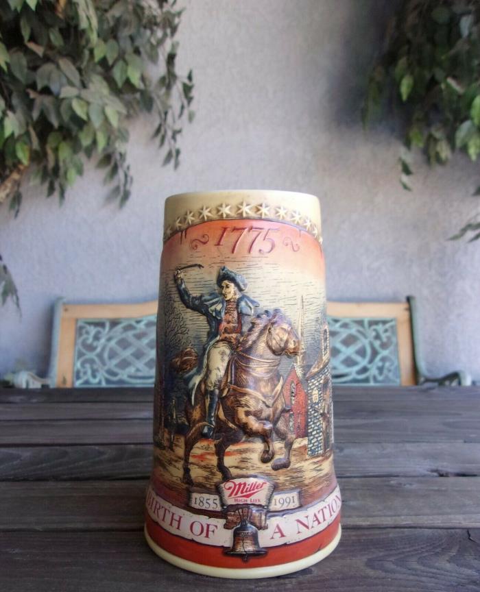 Miller High Life Beer Stein 1855-1991 Birth Of A Nation 1775