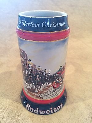 Vintage~Beer~Mug~Stein~Glass~Budweiser~Beer~1992~Brazil~Perfect Christmas~RARE~