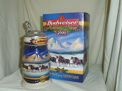 Holiday in the Mountains Budweiser beer Anheuser Busch Christmas stein in box