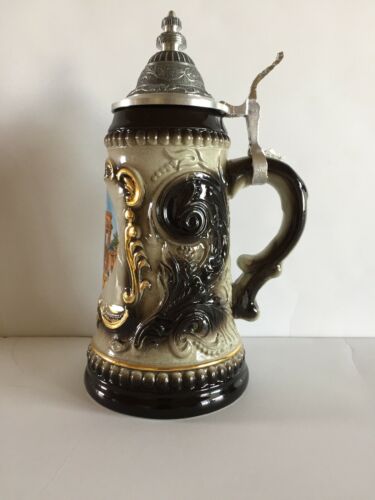Zoller And Born Beer Stein Made in Germany Berlin w/ Pewter Lid
