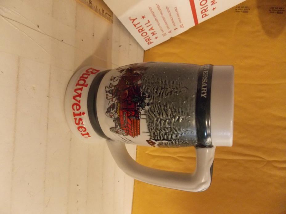 1982 Budweiser 50th Anniversary Clydesdales Holiday Beer Stein Mug 1933-1983