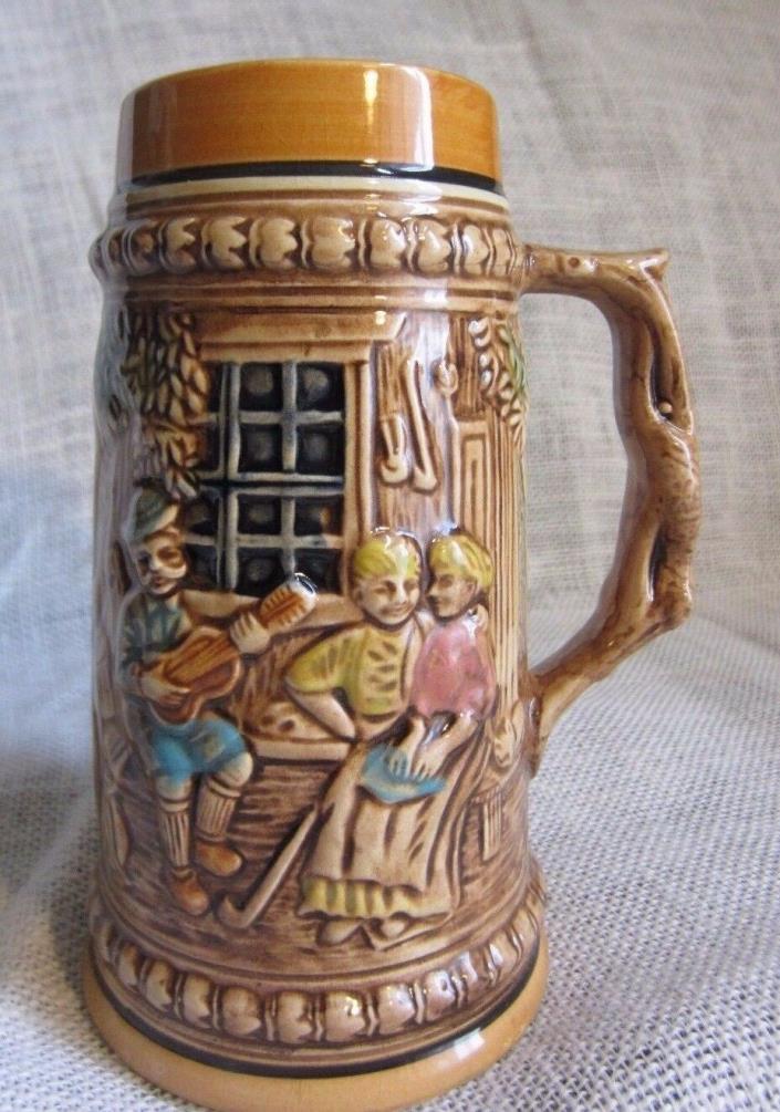 Vintage Ceramic Beer Stein Musician Playing Guitar For Couple Made In Japan