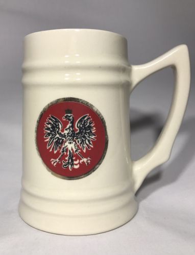 Vintage Polish Patriotic Coffee Mug Beer Stein Emperor Empire Poland Eagle Bird