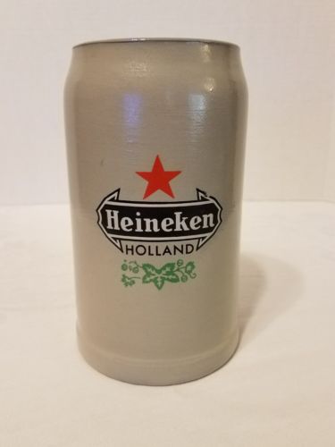 Vintage West German stoneware Beer Stein Heineken Holland Pottery Mug 1 liter