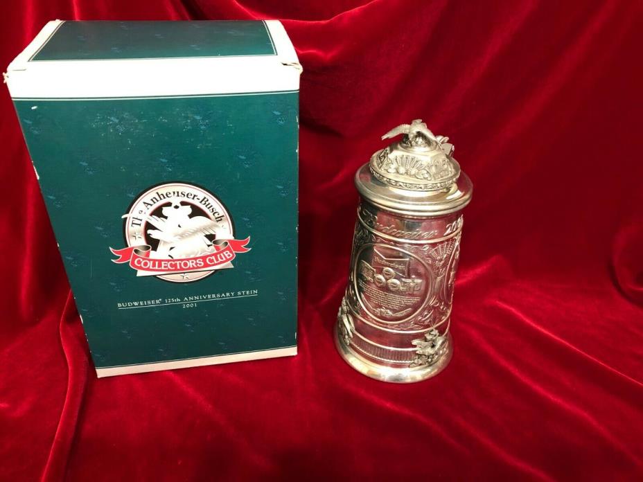 2001 Collectors Club 125th Anniversary Pewter Budweiser Beer Stein CB20 Bud +Box
