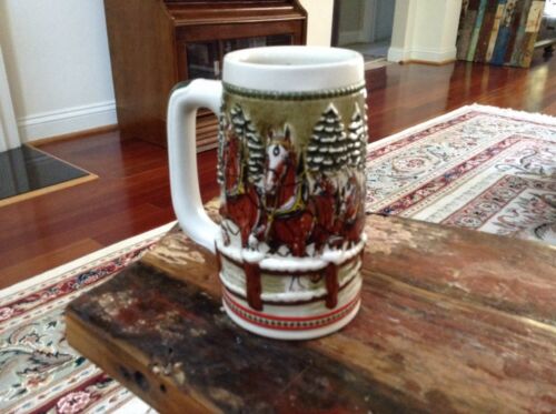 1984 Budweiser Christmas Stein 50th Anniversary Clydesdale