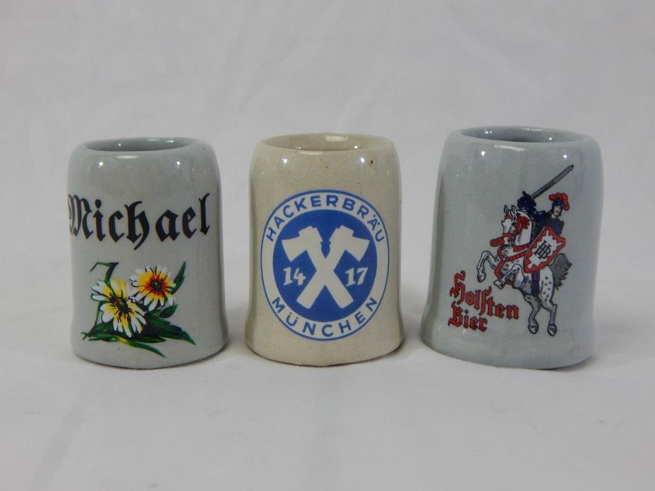Mini German Stoneware Beer Steins/Shotglasses Various Decorations ML