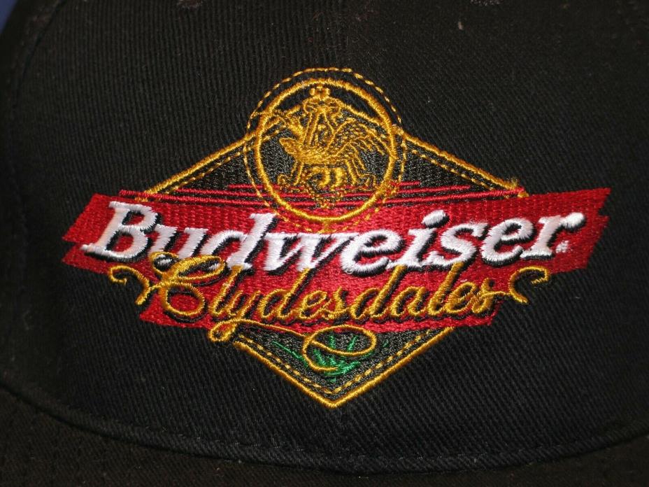 Budweiser Clydesdales A&Eagle logo Embroidered  black flexfit Hat / Cap 1996 NOS