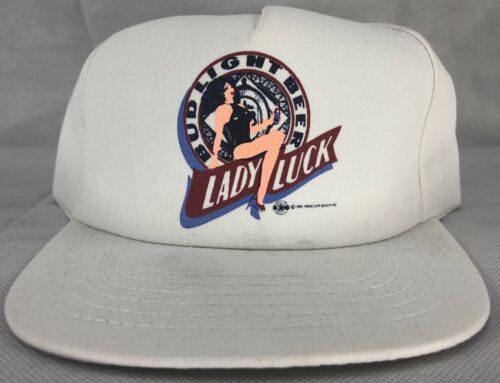 VTG Budweiser Beer Bud Light LADY LUCK Baseball Cap Trucker Hat Snapback NEW NOS