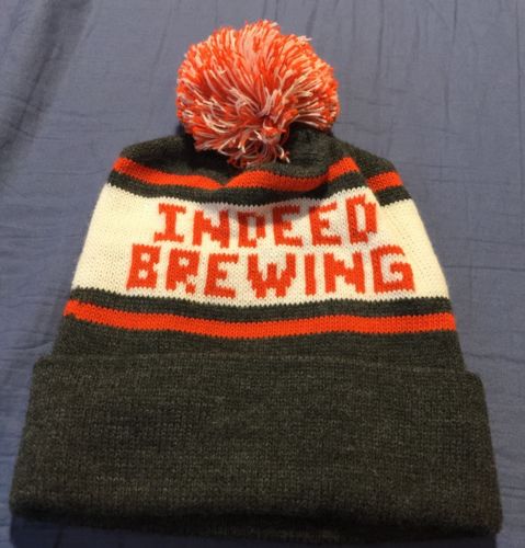 Indeed Brewing Minneapolis MN Orange Hat Winter Pom Cap Brewery Knit Beer