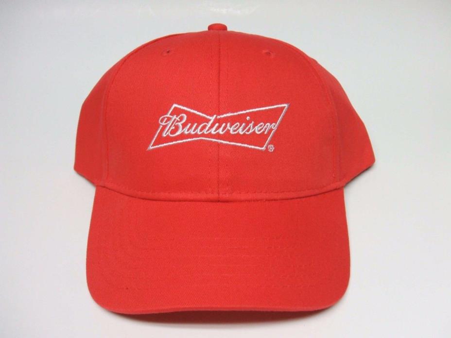 Budweiser Beer Red Hat White Lettering - Snapback Baseball Hat Cap - NEW