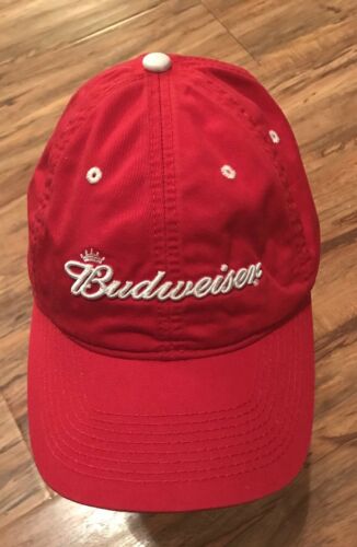 Red Budweiser Bud Anheuser-Busch King of Beers Baseball Cap Trucker Hat VGC