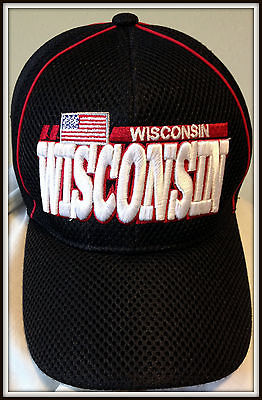 WISCONSIN USA HEADWEAR EMBROIDERED ADULT ADJUSTABLE MESH CAP HAT FREE SHIPPING