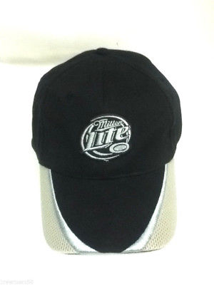 Miller Lite beer baseball hat one size fits all black and grey brewery caps 1 P1
