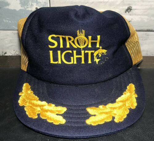 Vintage Strohs Beer Hat Mesh Snapback Baseball Cap Trucker Hat Scrambled Eggs
