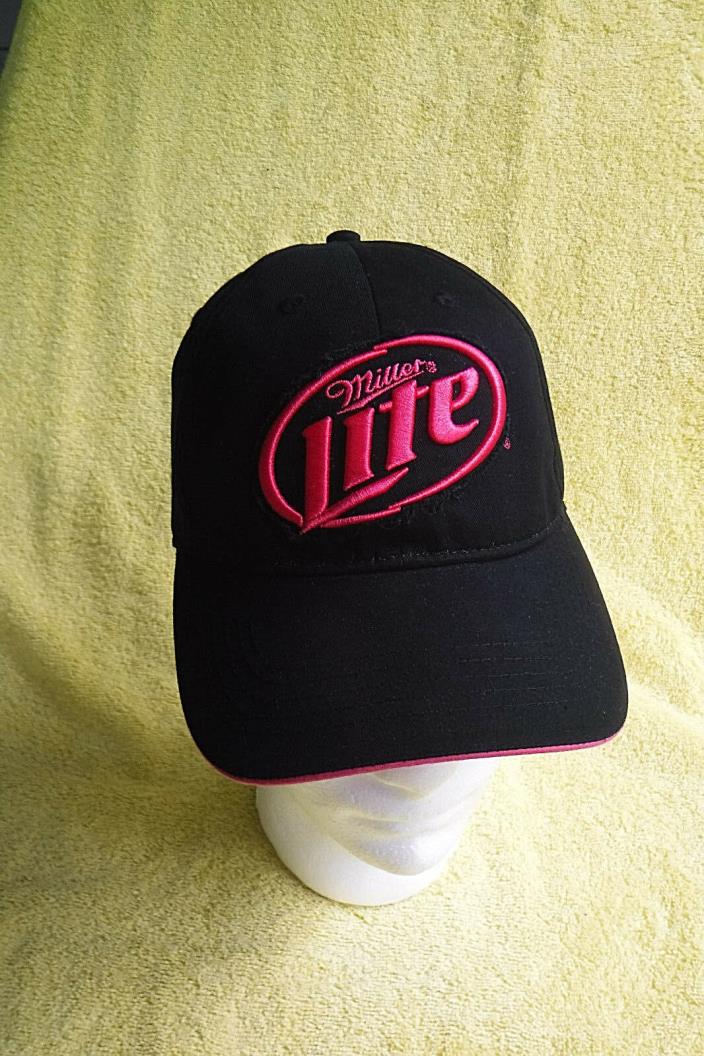 NEW W/ TAGS! WOMEN'S NEON PINK/BLACK RIPPED PATCH LOOK MILLER LITE CAP HAT!