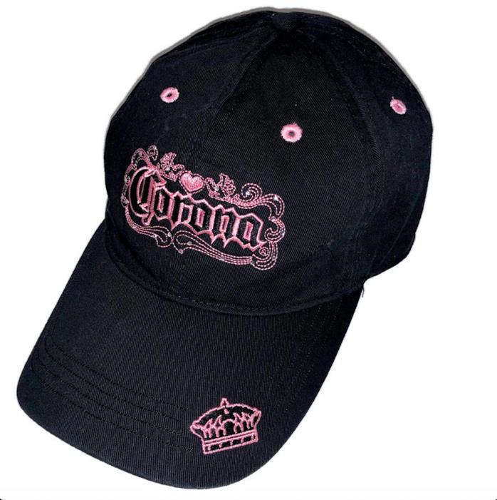 Corona BioDomes Headgear Black Pink Bling Rhinestone Women's Baseball Hat Cap