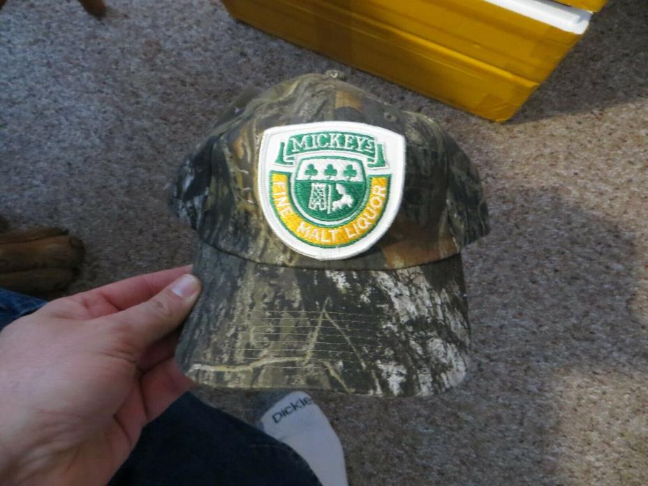 MICKEYS FINE MALT LIQUOR BEER BEER PATCH ON NEW CAMO CAP