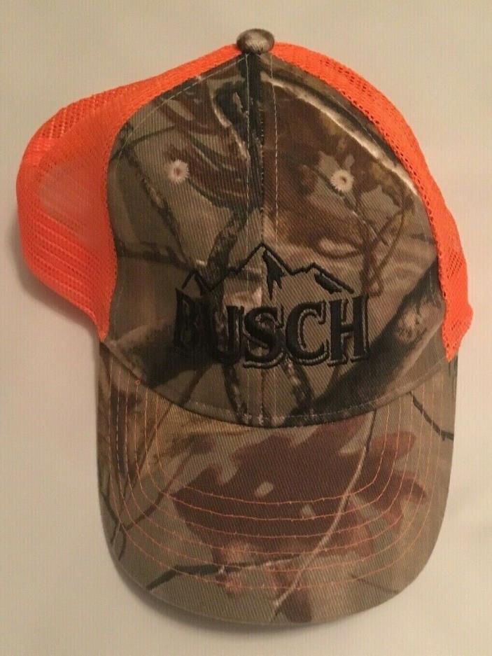 Camo BUSCH BEER HUNTING  Hat Logo KATI Bud Light Orange