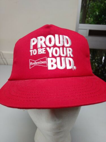 VTG Proud To Be Your Bud Budweiser Hat Trucker Snap Back Cap Red 90’s USA