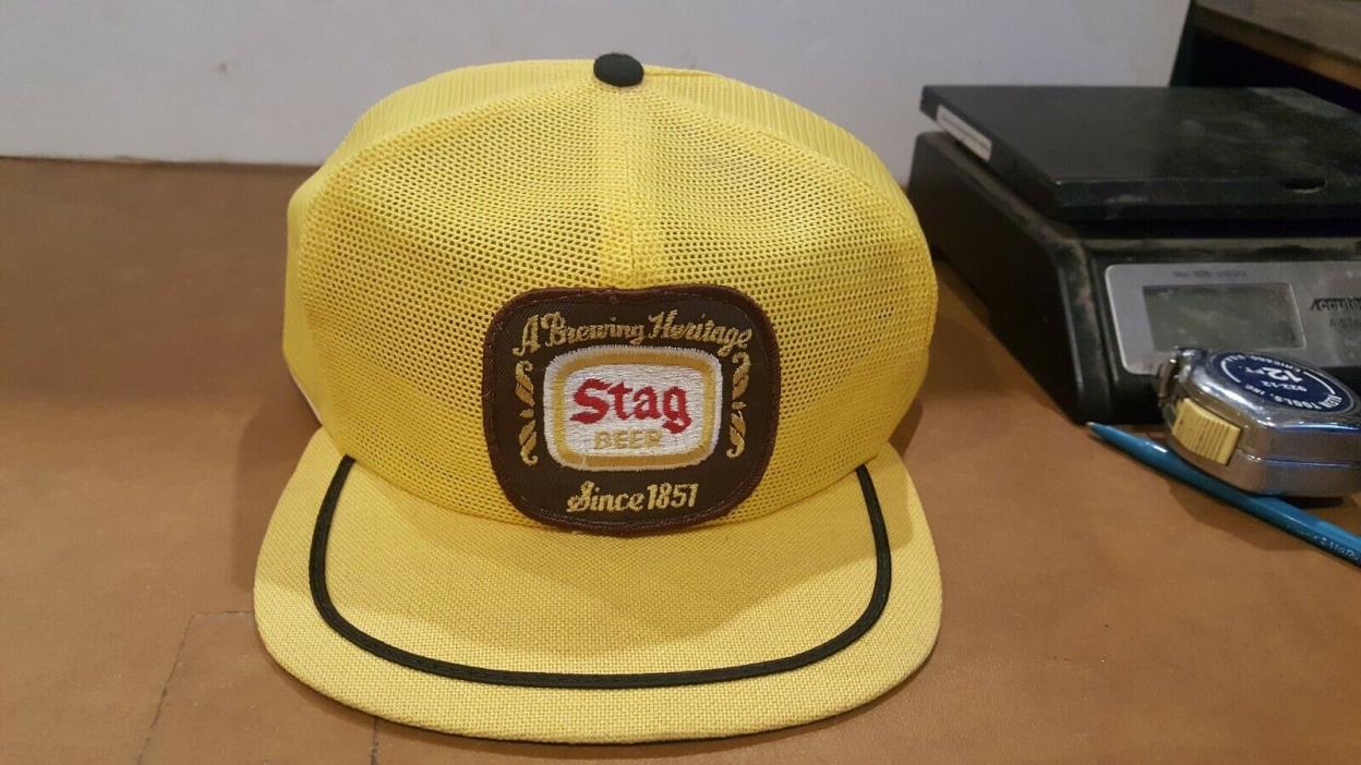 VINTAGE STAG BEER STRAPBACK HAT W/ PATCH - RETRO GOLF STYLE CAP 60'S - 70'S, USA