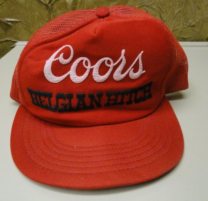 Coors Beer Belgian Hitch Vintage Trucker Hat Red Snapback Mesh Ball Cap