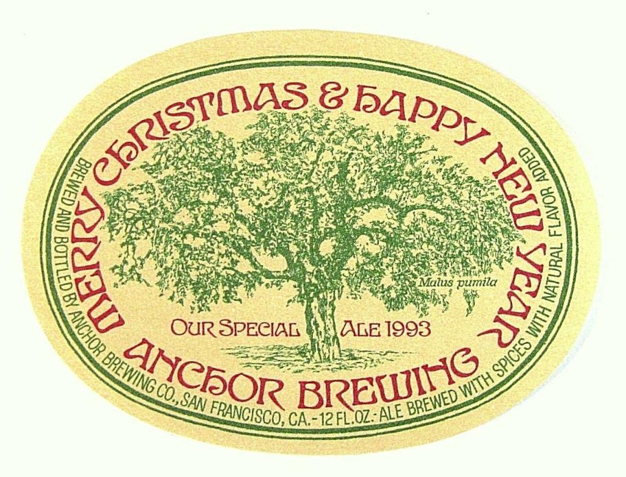 Anchor Brewing Co 1993 MERRY CHRISTMAS beer label CA 12oz