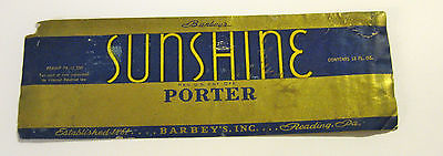 (IRTP U-PERMIT) SUNSHINE PORTER BEER 12 OZ BOTTLE LABEL READING PA BARBEY'S